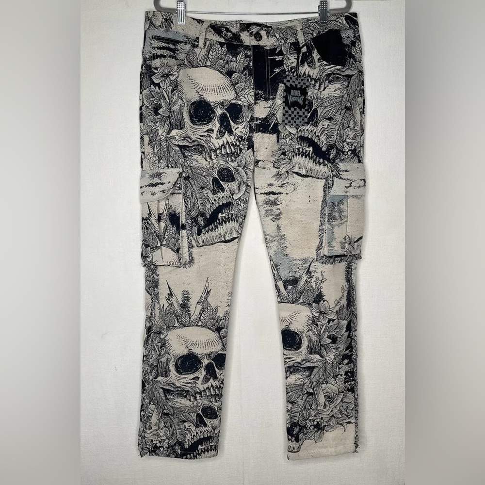 Men's Edgy Skull Graphic Cargo Pants